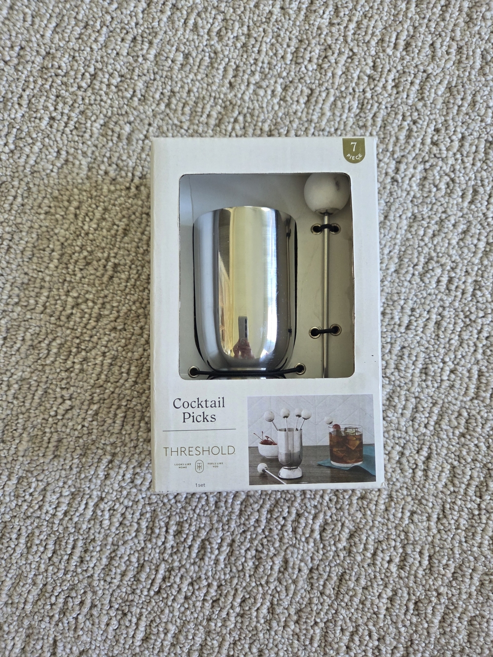 Threshold Stainless Steel Cocktail Pick Set in Silver and White
